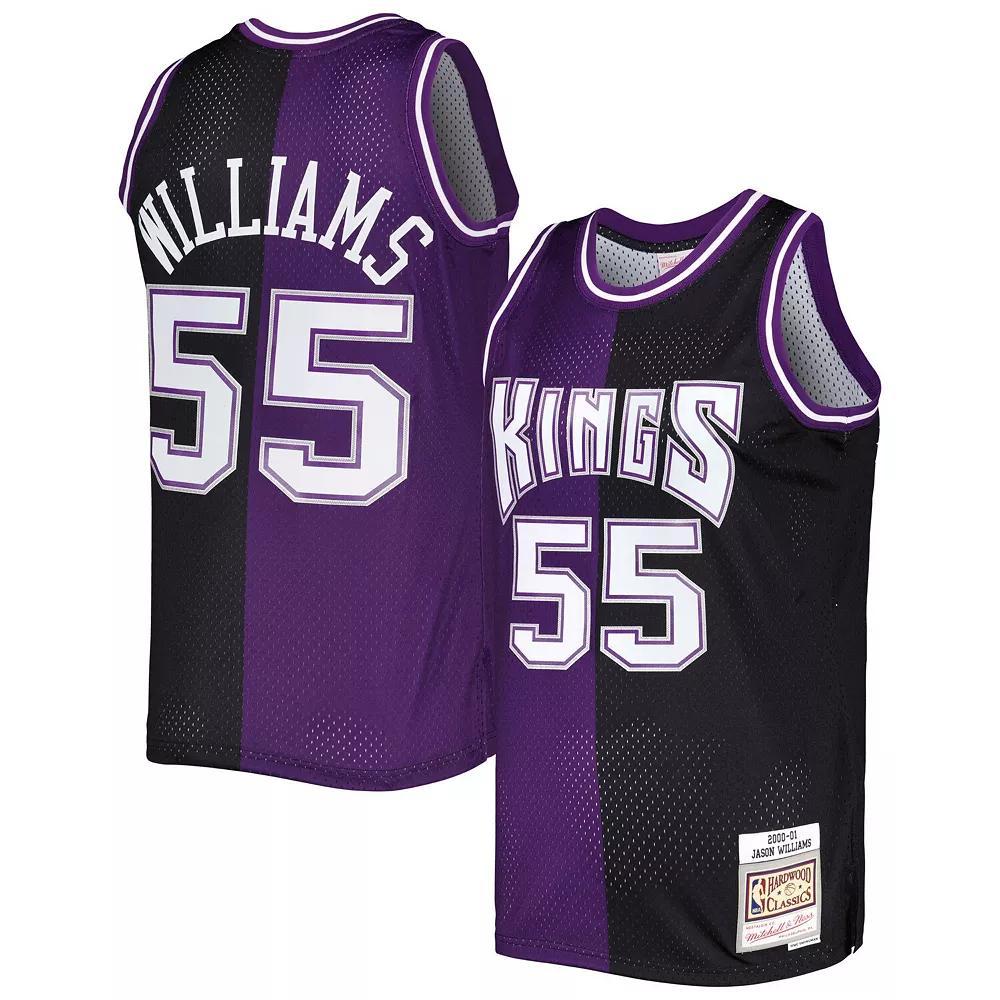 Men's Mitchell & Ness Jason Williams Purple/Black Sacramento Kings Hardwood Classics 2000-01 Split Swingman Jersey, Size: Small, Kng Purple Product Image
