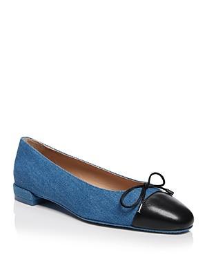 Womens Sleek Bow Leather Ballerina Flats Product Image