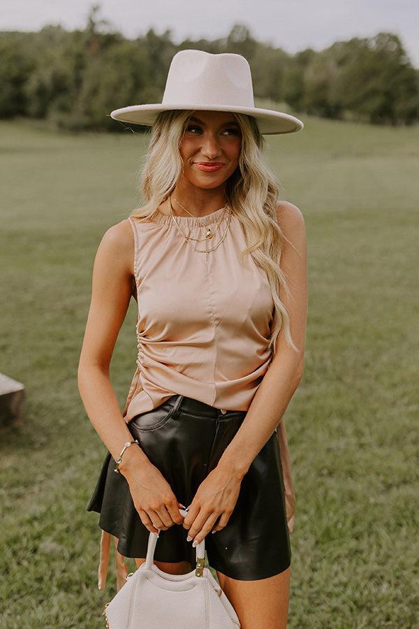 Renegade Ruched Satin Top In Iced Latte Product Image