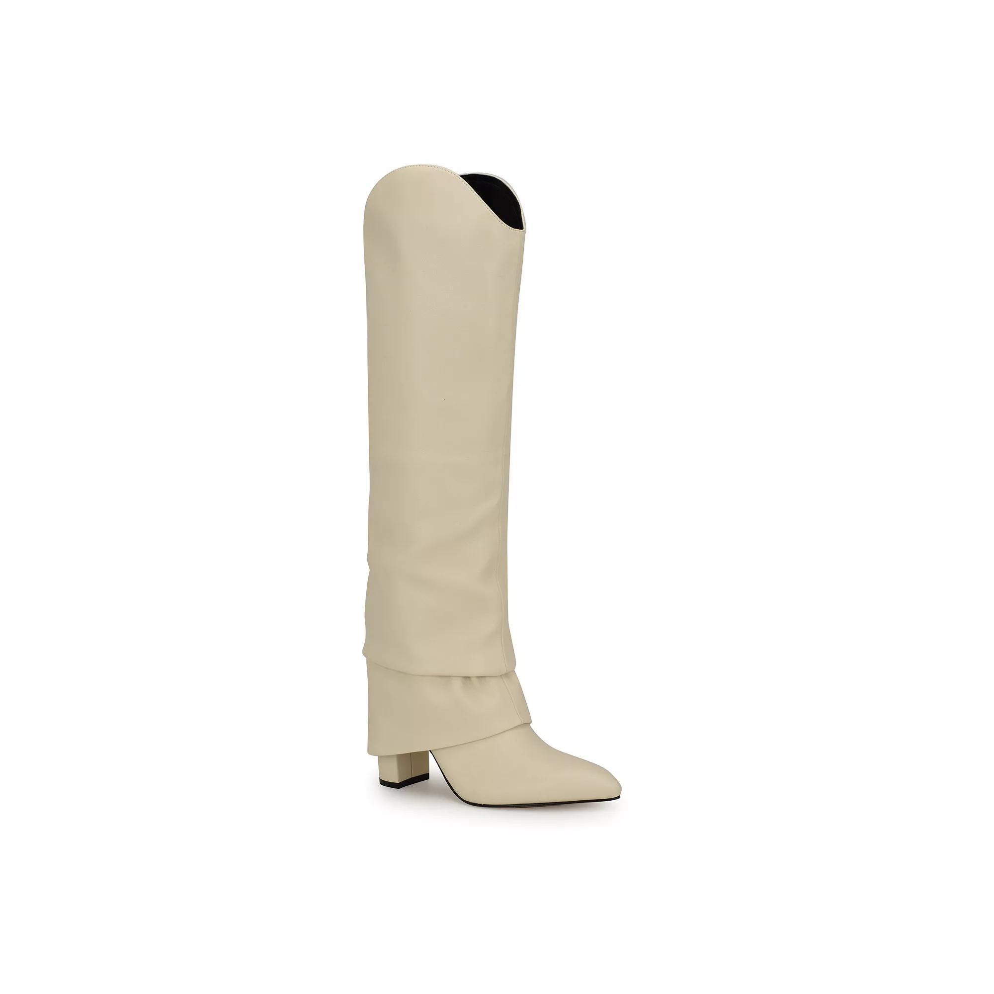 Nine West Lindey Women's Block Heel Pointy Toe Dress Boots, Size: 7, Ivory Product Image