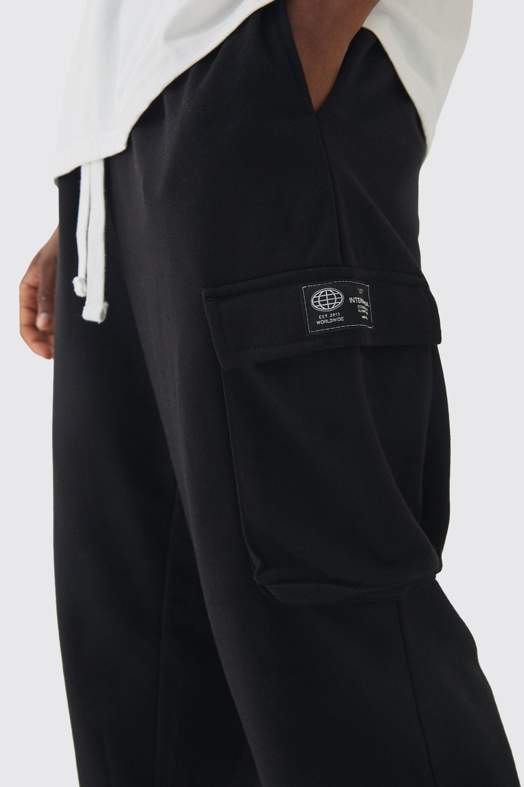 Tall Woven Tab Oversized Fit Cargo Sweatpants | boohooMAN USA Product Image