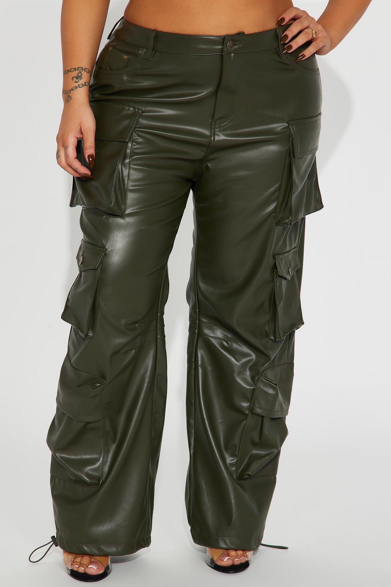 City Is Mine Faux Leather Cargo Pant - Olive Product Image