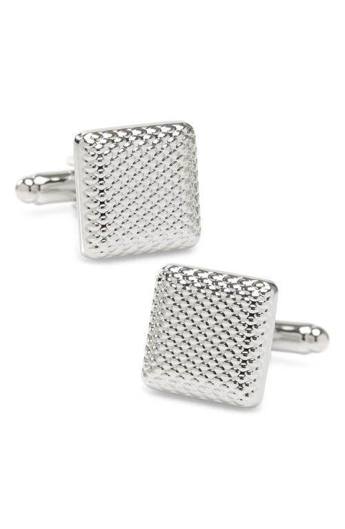 Men's Silver Textured Square Cuff Links, Grey Product Image