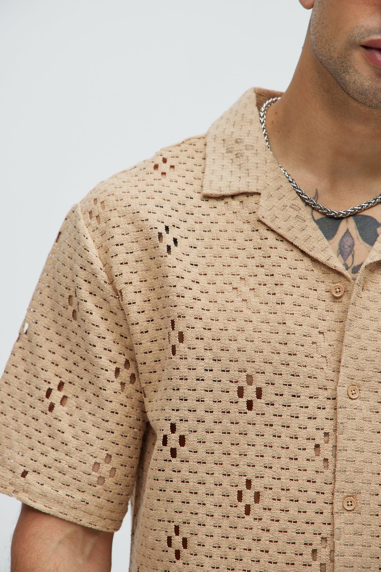 Rexx Textured Boxy Shirt - Tan Product Image