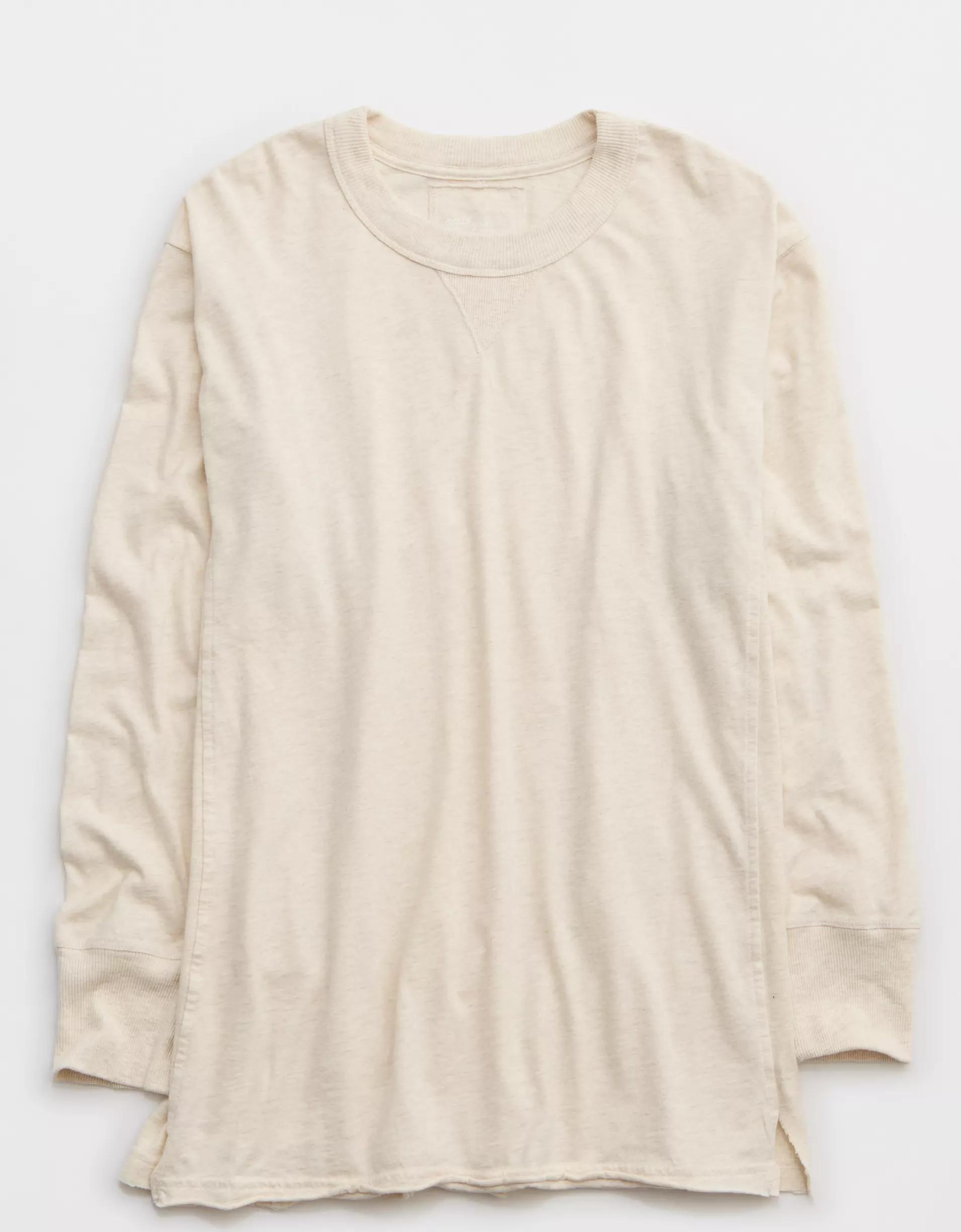 Aerie Cozy Long Sleeve Oversized Boyfriend T-Shirt Product Image