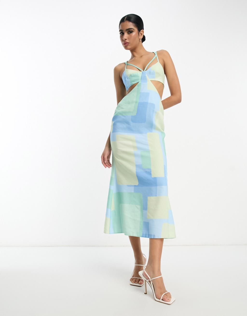 ASOS DESIGN washed multi strap cut out midi dress Product Image
