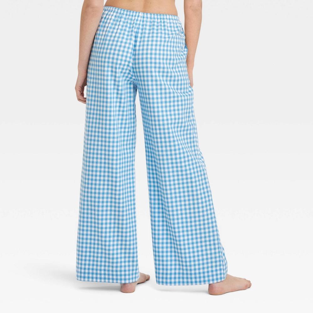 Women's Pajama Pants - Colsie™ Blue/Gingham M: 100% Cotton Flannel, Side Pocket, Front Drawstring, 30" Inseam Product Image