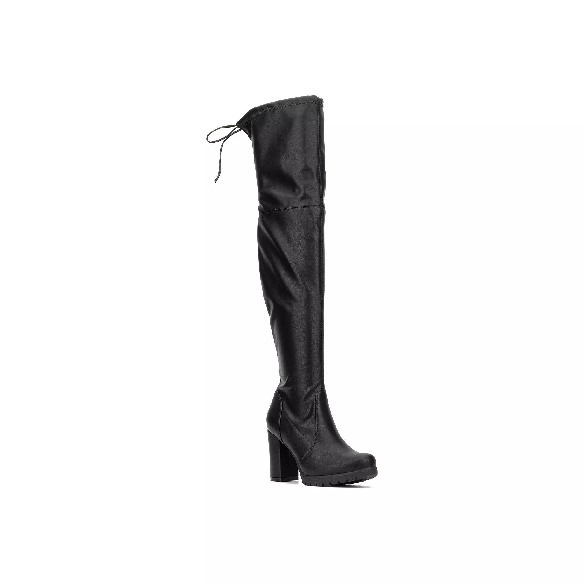 New York & Company Adora Women's Thigh-High Boots, Size: 7.5, Black Pu Product Image