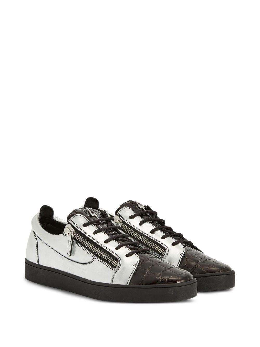 Frankie metallic crocodile-effect sneakers Product Image