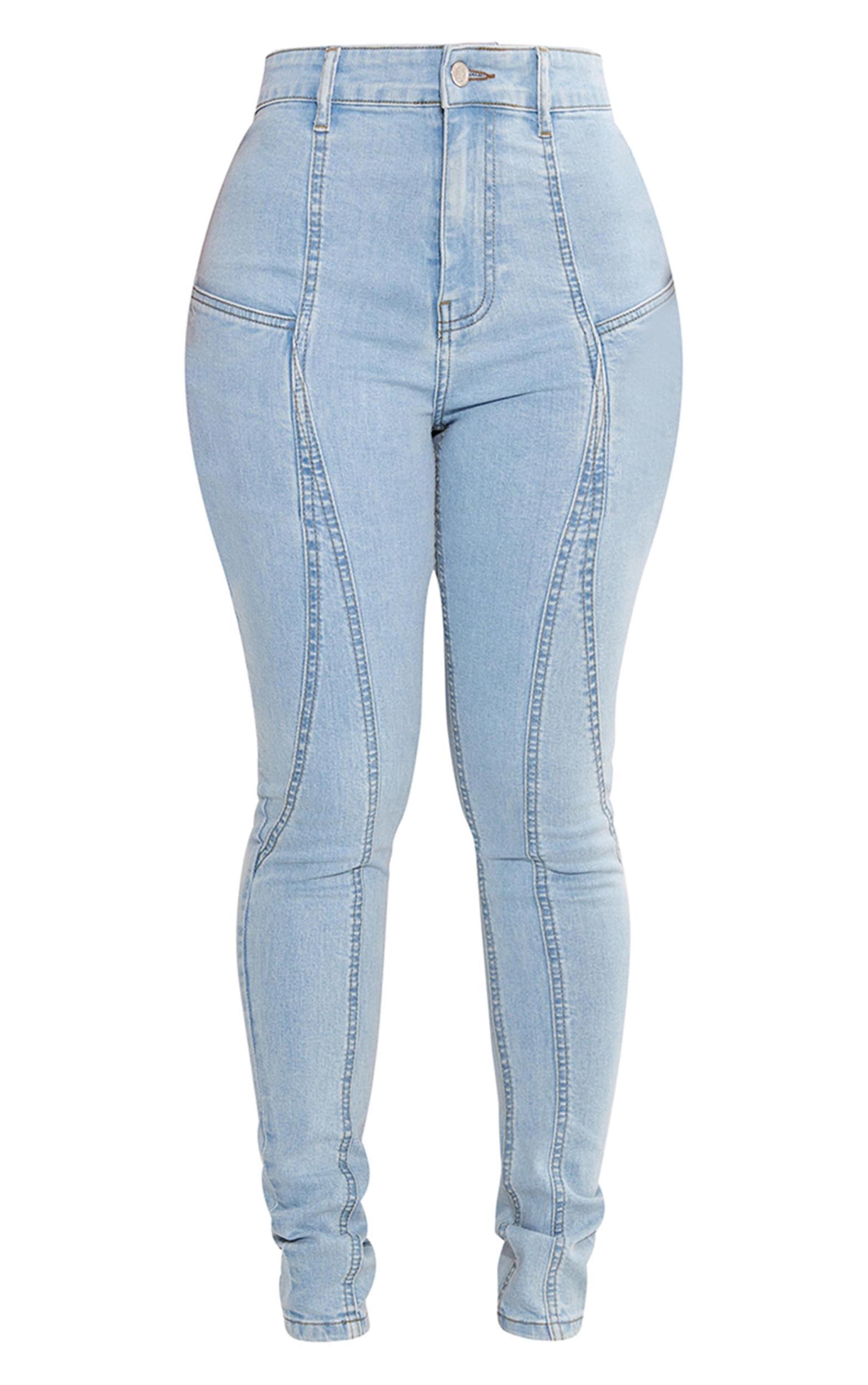 Shape Light Blue Wash Panel Detail Skinny Jeans Product Image