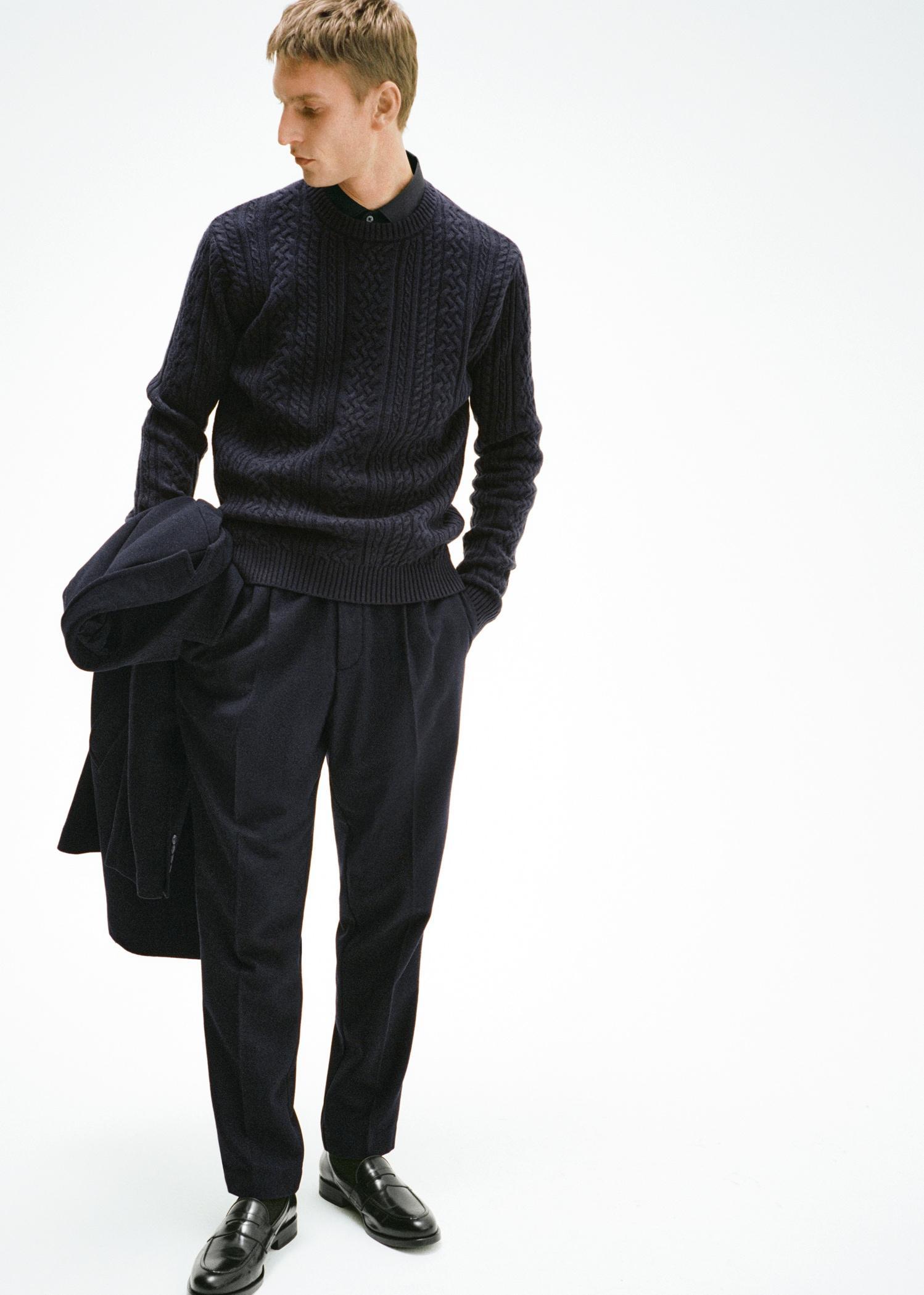 Braided knitted sweater - Men | MANGO USA Product Image