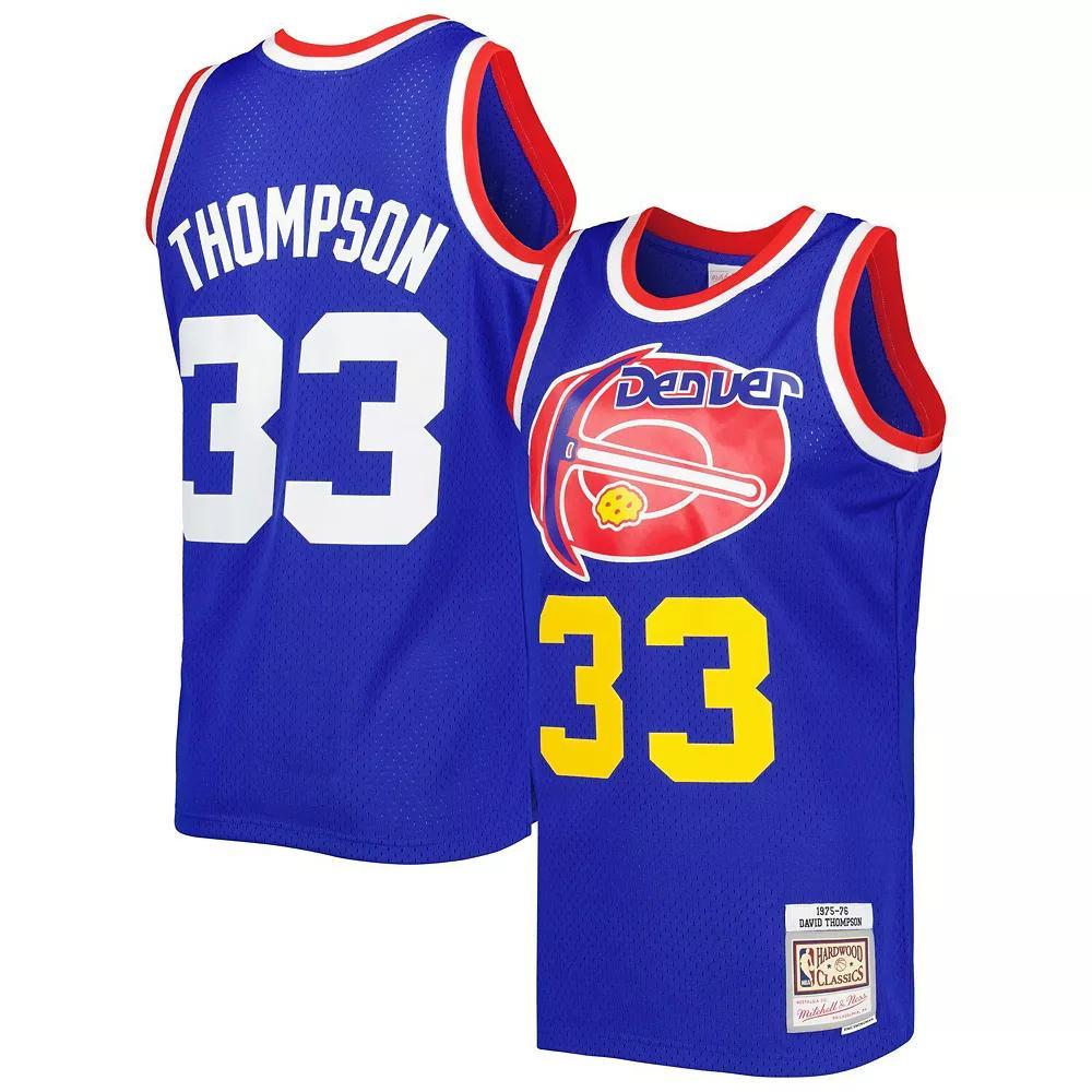 Men's Mitchell & Ness David Thompson Royal Denver Nuggets Hardwood Classics 1975-76 Swingman Jersey, Size: Small, Nug Blue Product Image