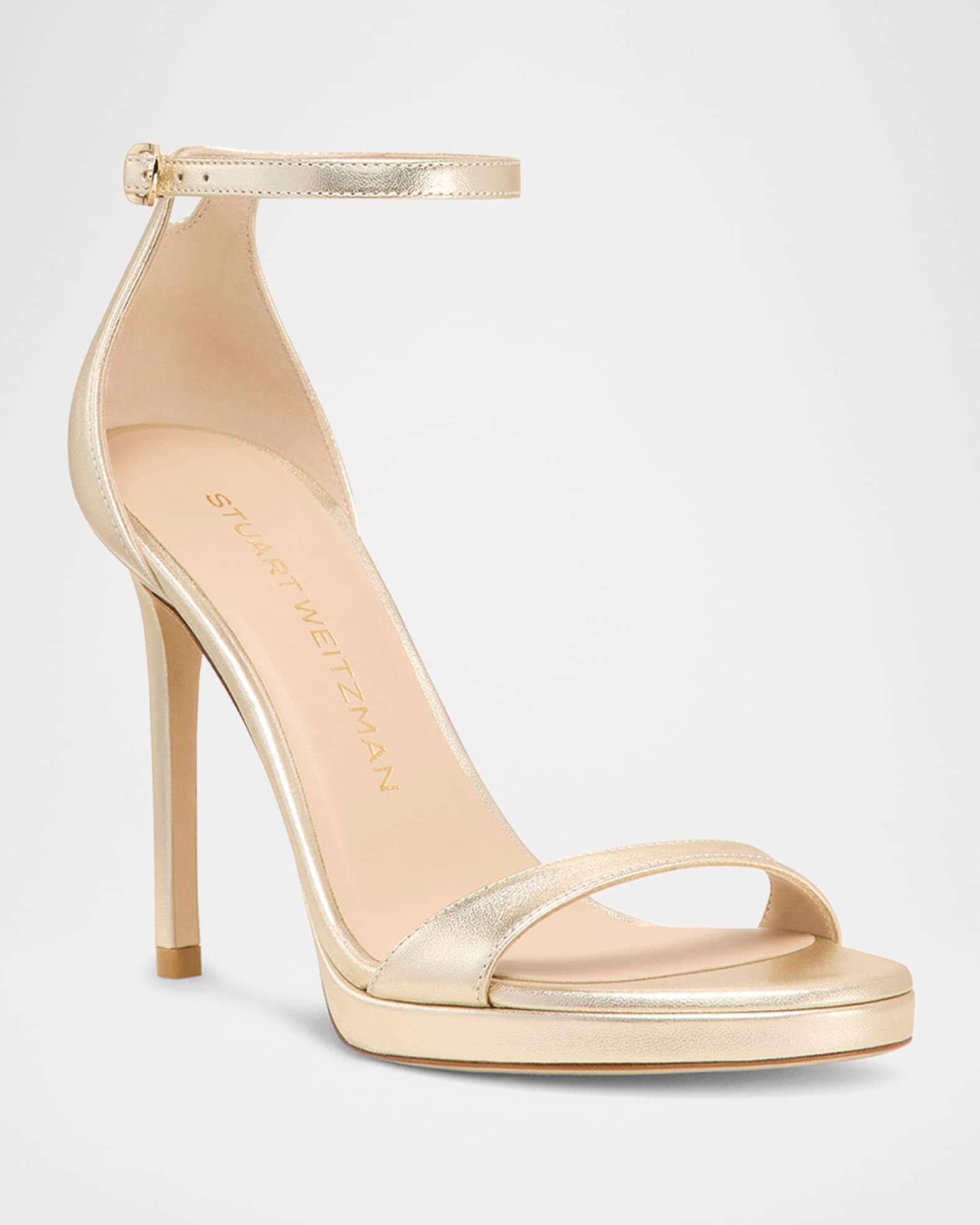 Nudist Metallic Ankle-Wrap Platform Sandals Product Image