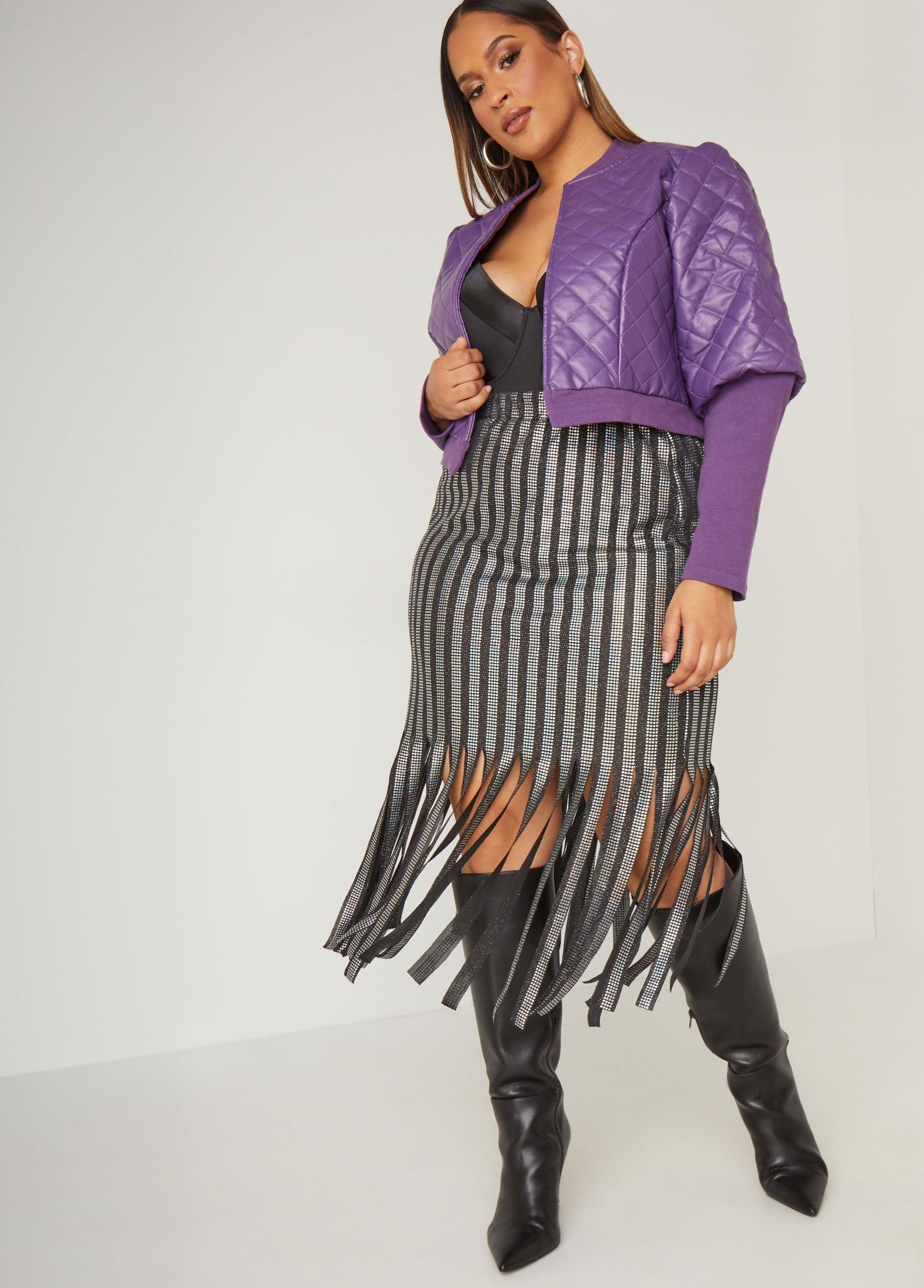 Embellished Fringed Midi Skirt Product Image