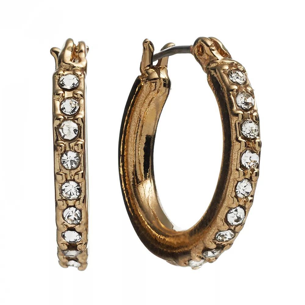 Nine West Simulated Crystal Mini Hoop Earrings, Women's, Gold Tone Product Image
