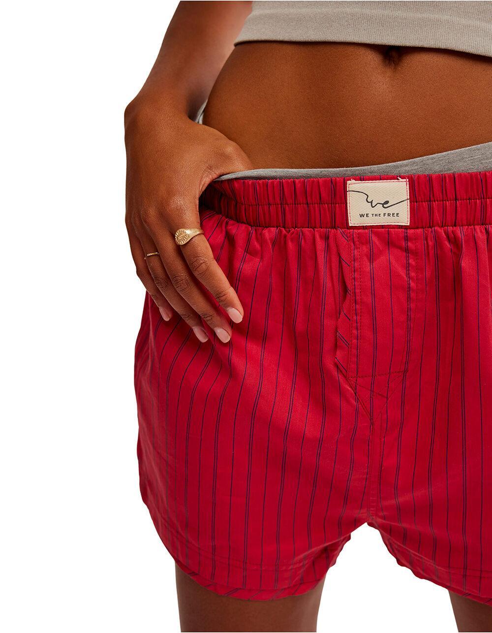 FREE PEOPLE Day To Day Womens Striped Boxer Shorts Product Image