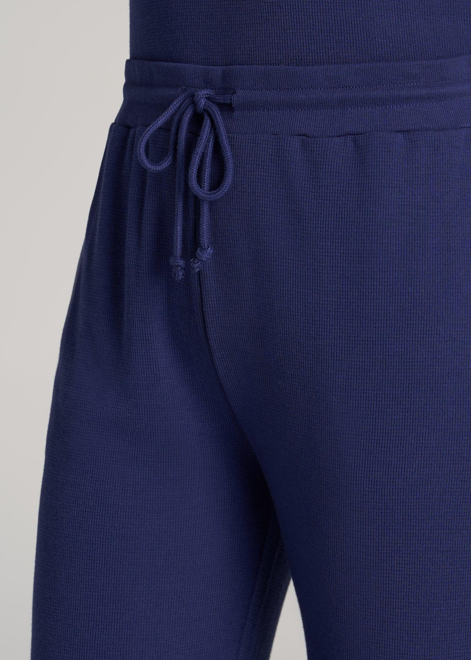 Open-Bottom Waffle Lounge Pants for Tall Women in Midnight Blue Product Image