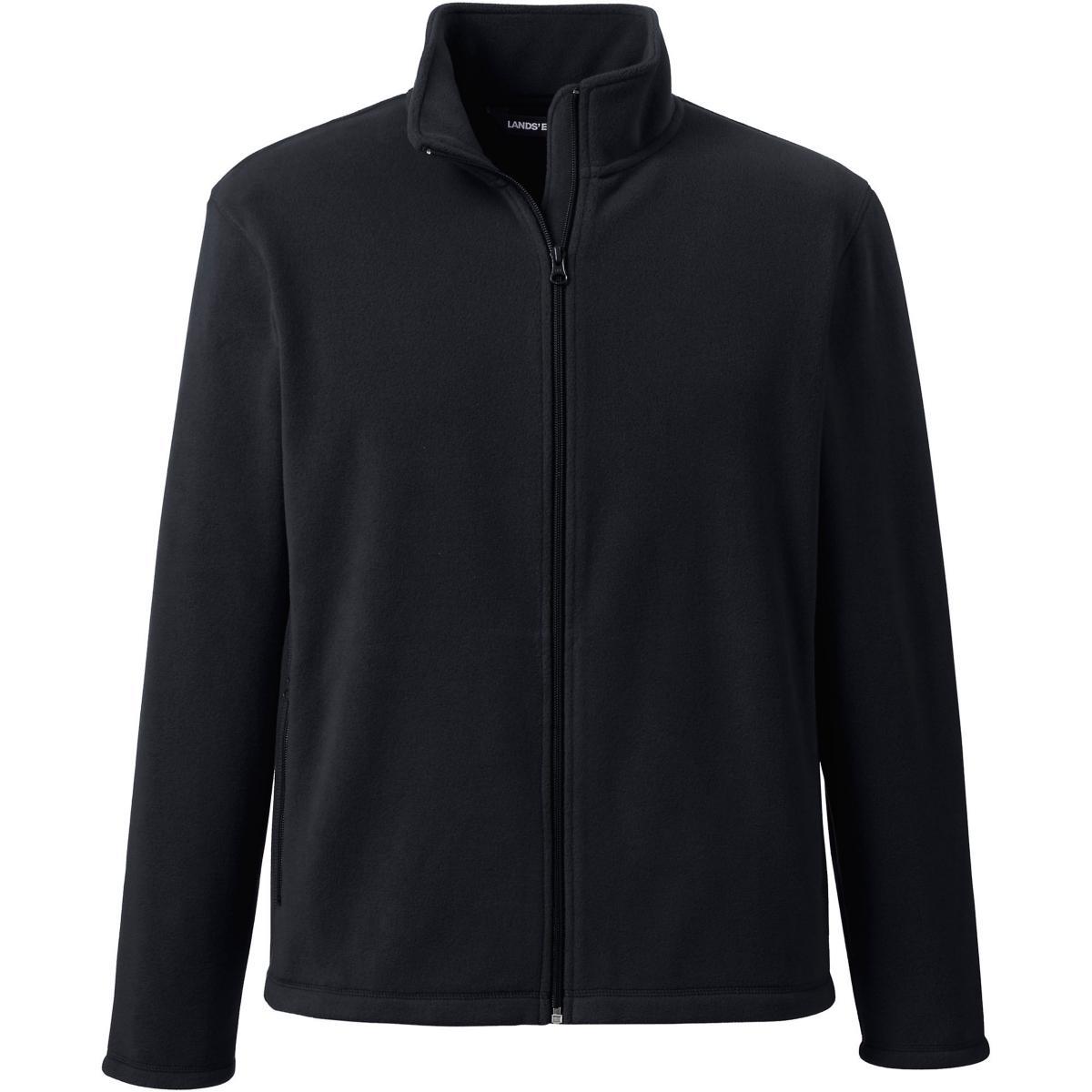 Men's Lands' End Full-Zip Mid-Weight Fleece Jacket, Size: Large, Dark Grey Product Image