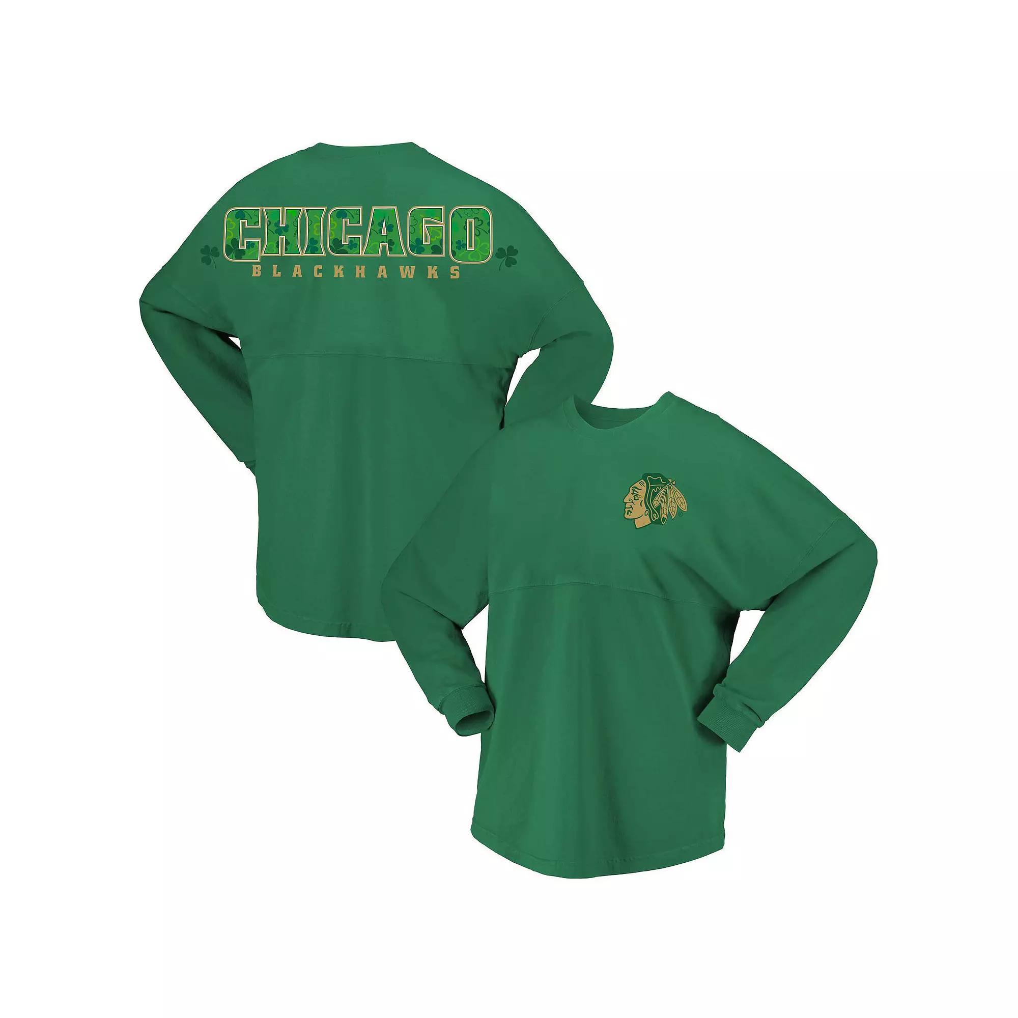 Women's Fanatics Branded Kelly Green Chicago Blackhawks St. Patrick's Day Spirit Jersey T-Shirt, Size: Large Product Image