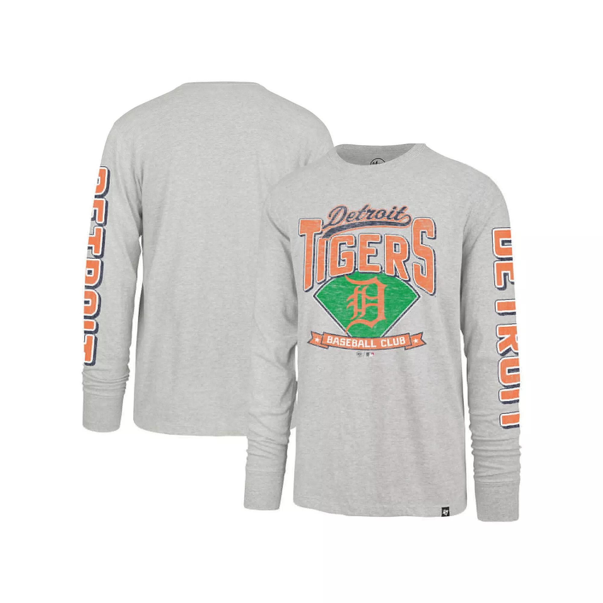 Men's '47 Gray Detroit Tigers Fair Ball Franklin Long Sleeve T-Shirt, Size: XL, Grey Product Image