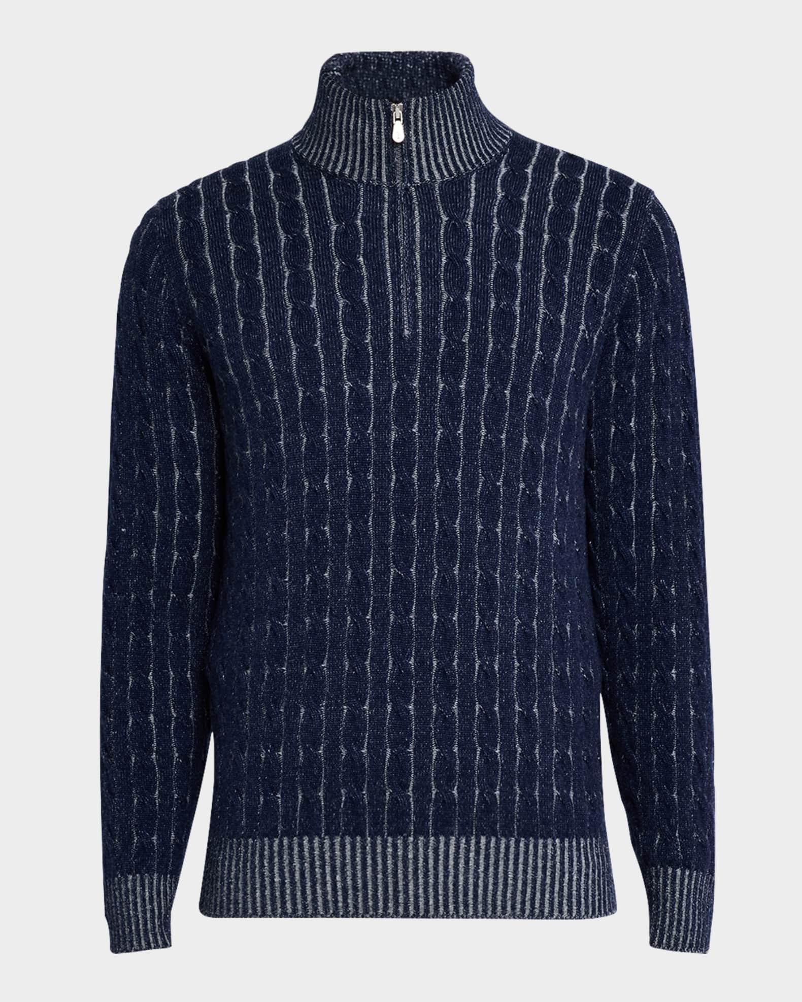 Men's Cashmere Cable Half-Zip Sweater Product Image