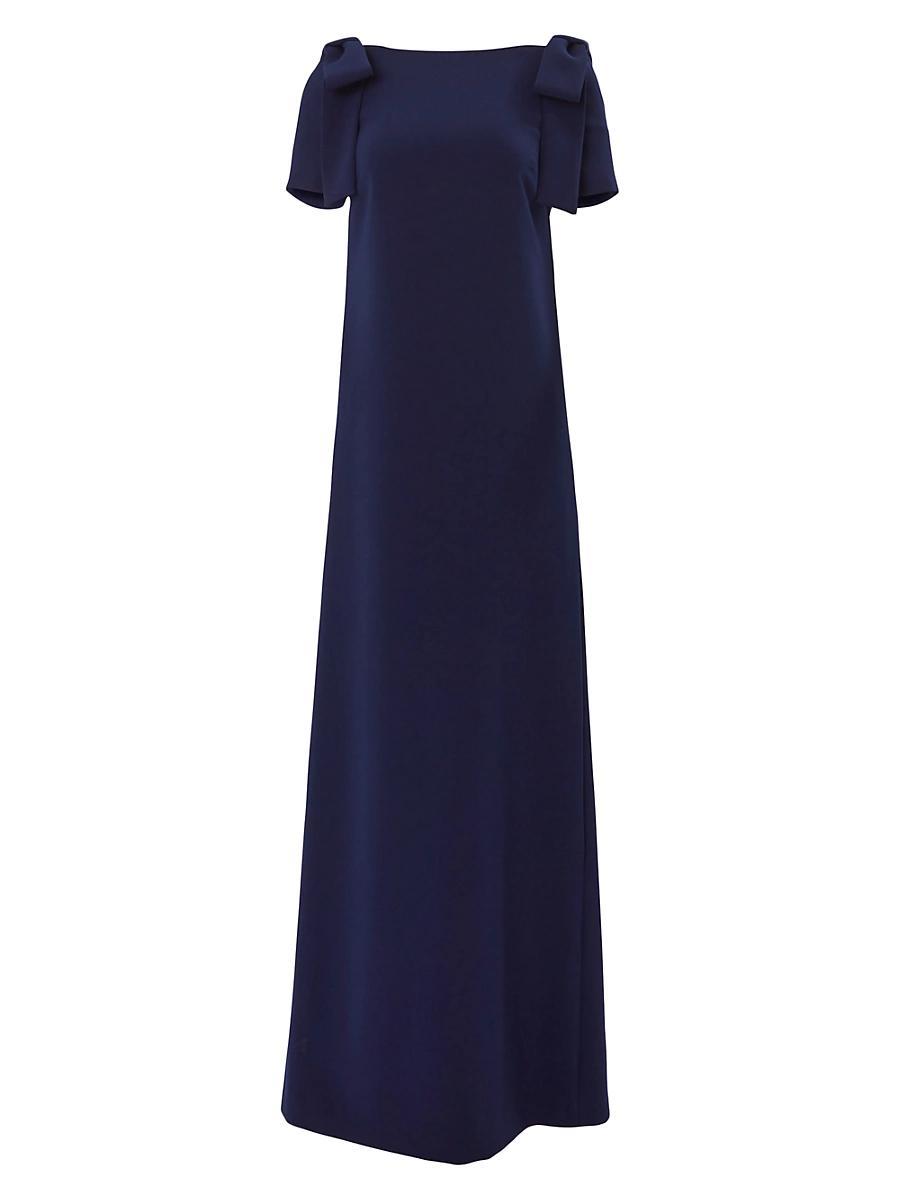 Womens Short-Sleeve Bow-Embellished Gown Product Image