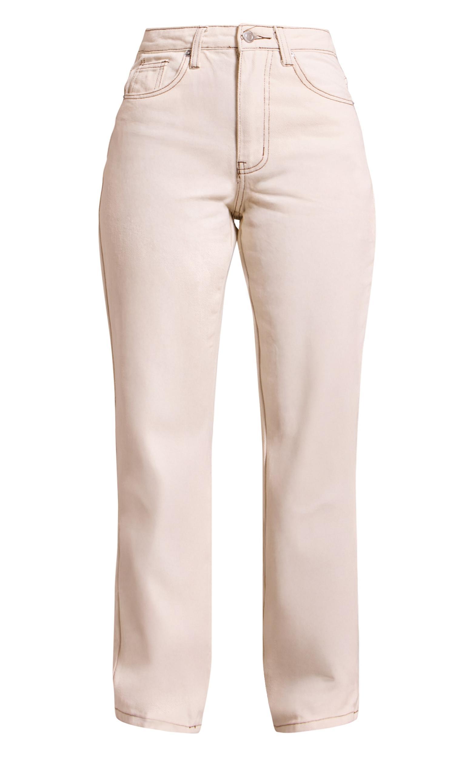 Petite Ecru High Waist Mom Jeans Product Image