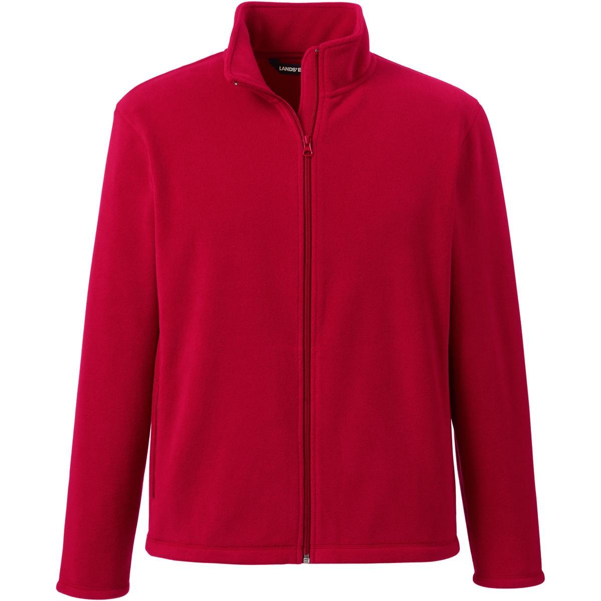 Men's Lands' End Full-Zip Mid-Weight Fleece Jacket, Size: Large, Dark Grey Product Image