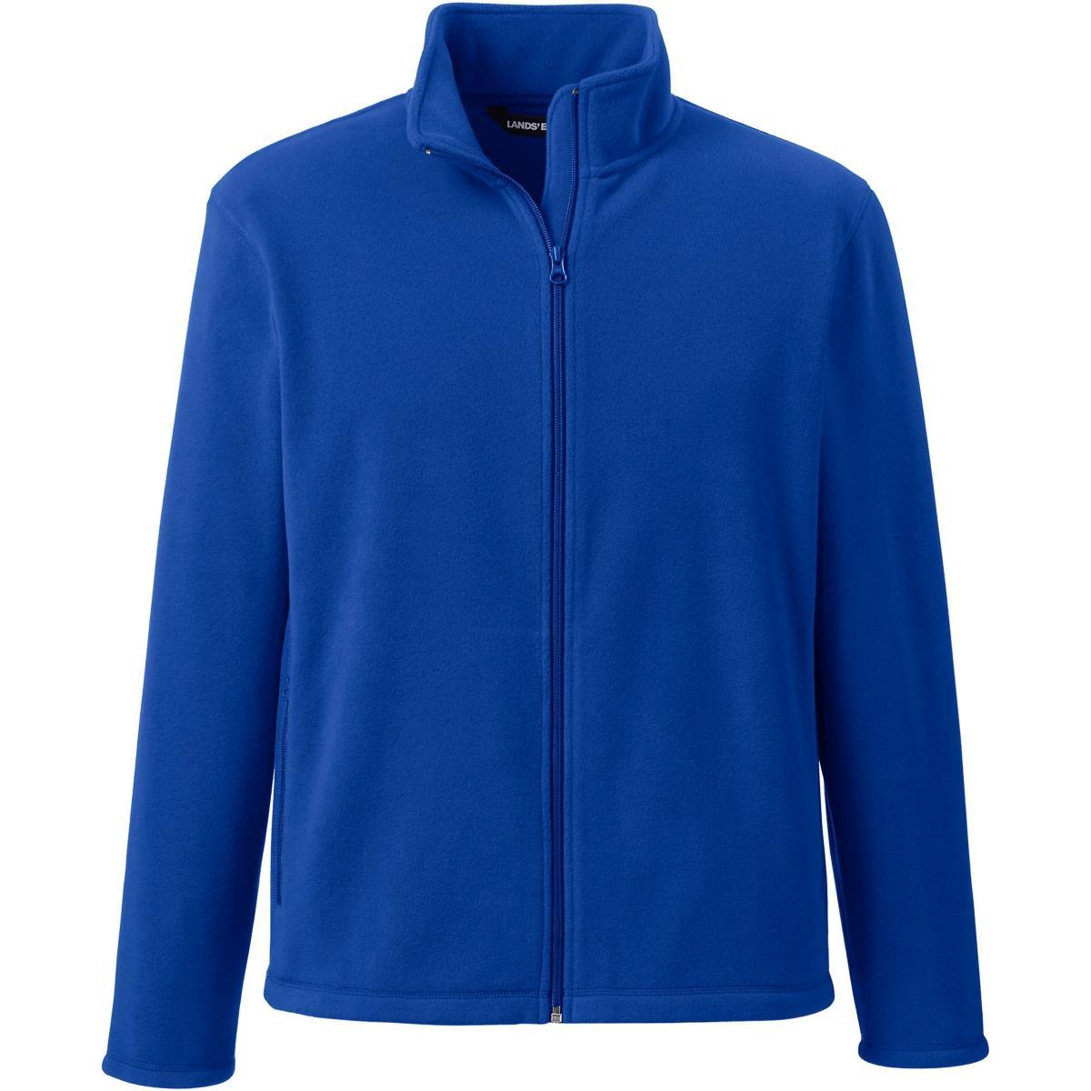 Men's Lands' End Full-Zip Mid-Weight Fleece Jacket, Size: Large, Dark Grey Product Image