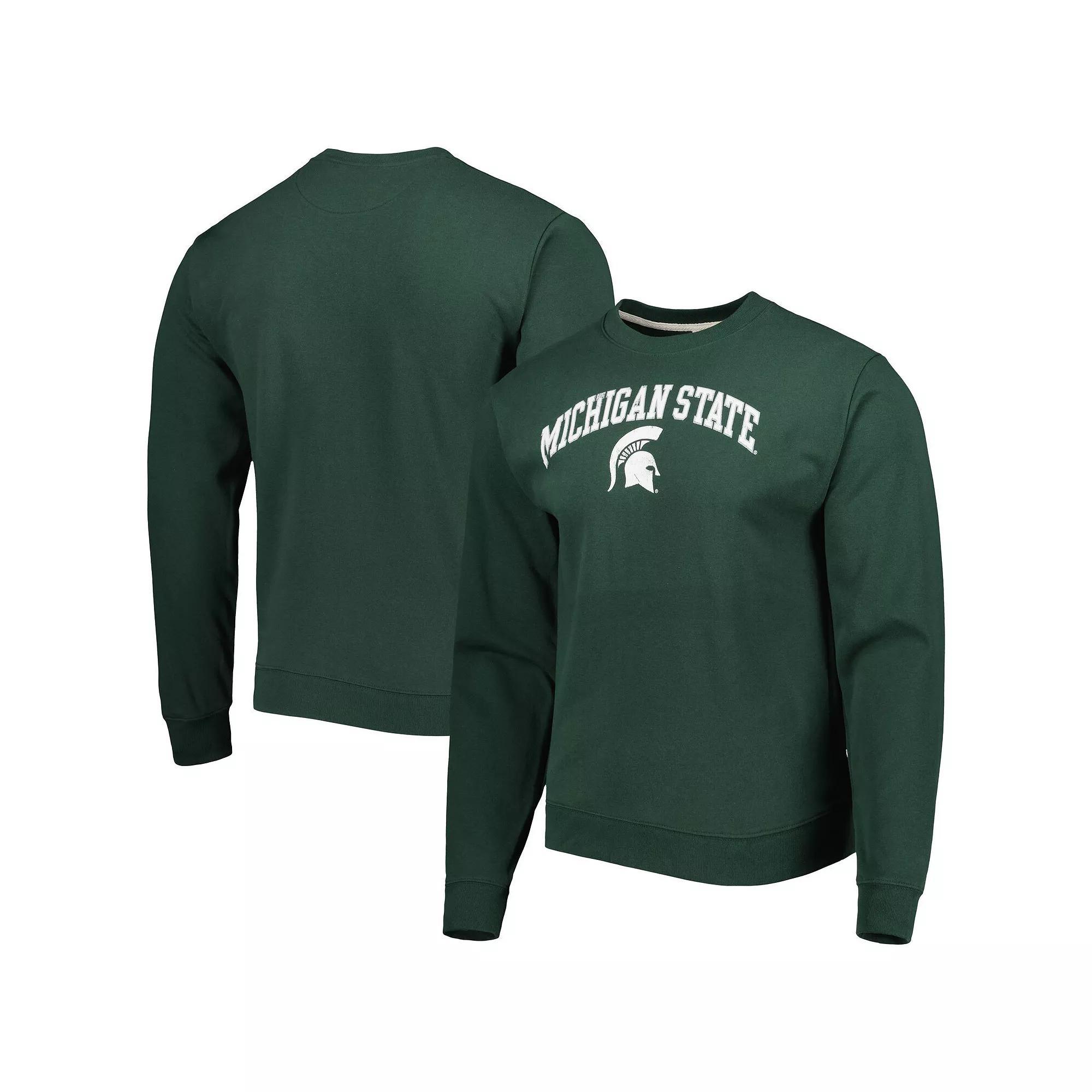 Men's League Collegiate Wear Green Michigan State Spartans 1965 Arch Essential Lightweight Pullover Sweatshirt, Size: 2XL Product Image