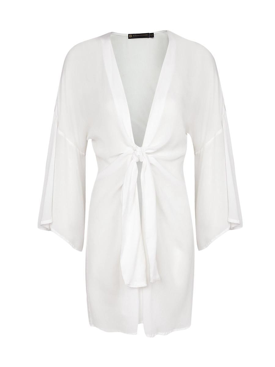 Womens Perola Knotted Long-Sleeve Coverup Product Image