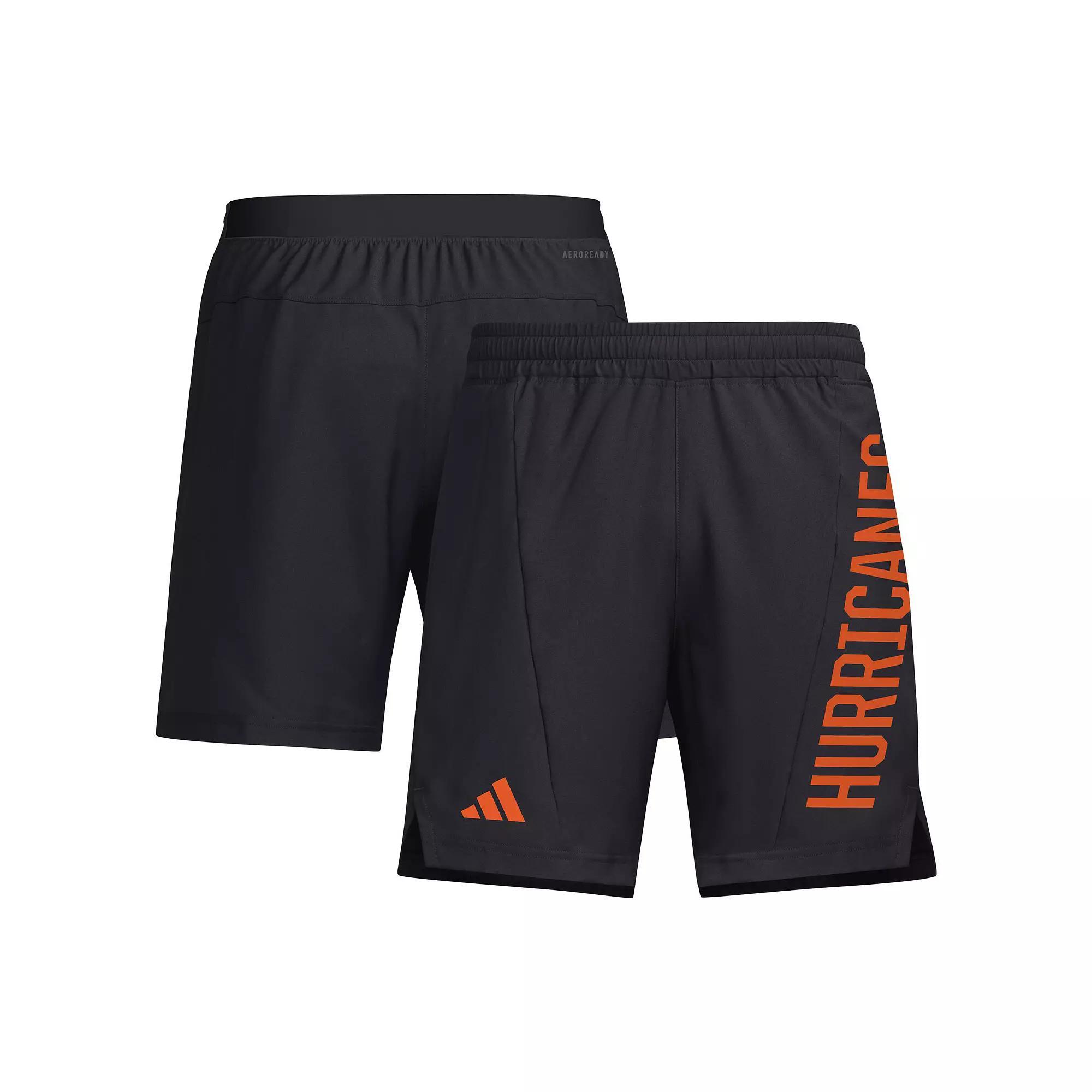 Men's adidas Black Miami Hurricanes Designed for Training AEROREADY Shorts, Size: Small Product Image