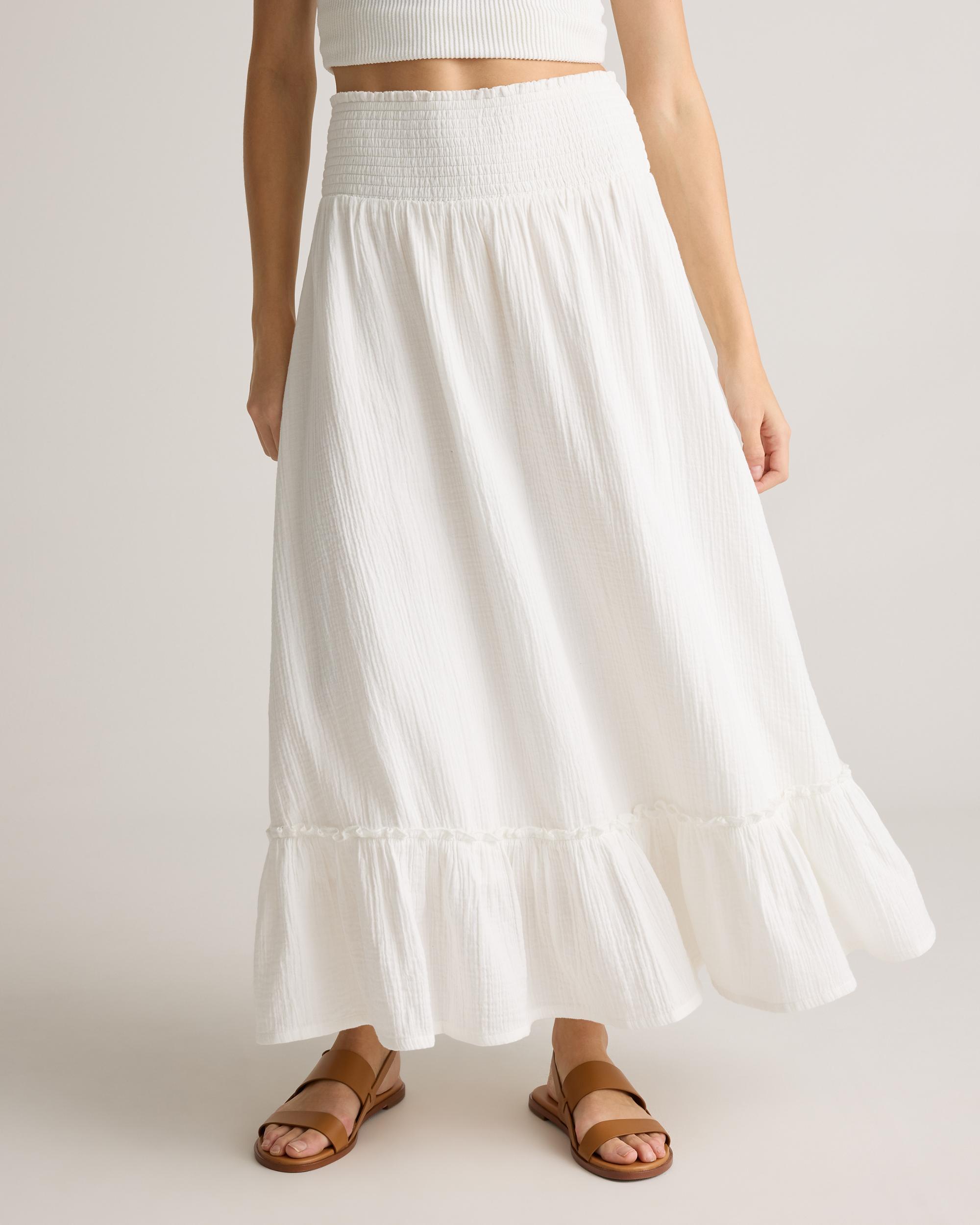 Quince | Women's Gauze Smocked Maxi Skirt Size XS, Organic Cotton Product Image