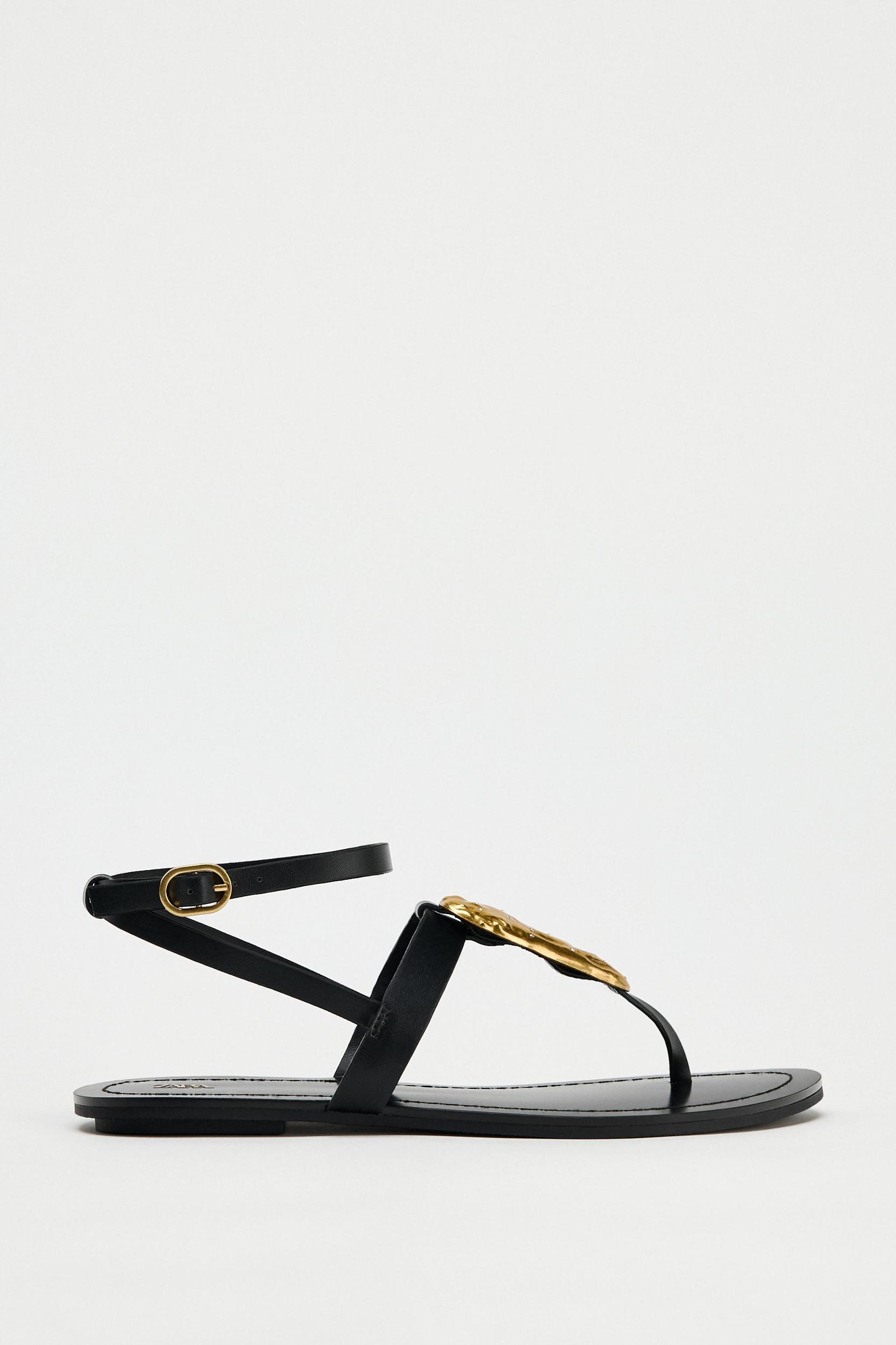 FLAT SANDALS WITH METALLIC PIECE Product Image