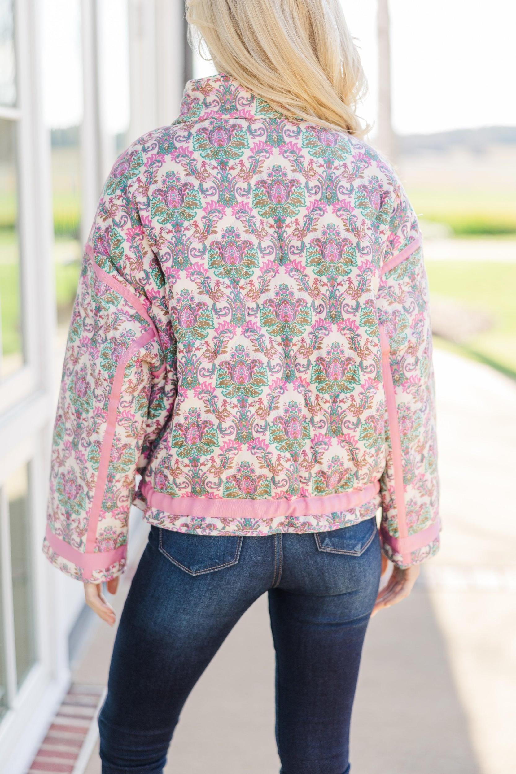 Tell Her Story Pink Damask Jacket Female Product Image