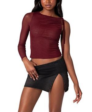 Edikted Jupiter One Shoulder Mesh Top Product Image
