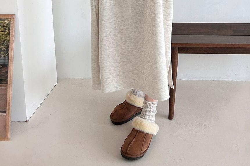 Long-Sleeve Two-Tone Loose-Fit Midi Polo Dress Product Image