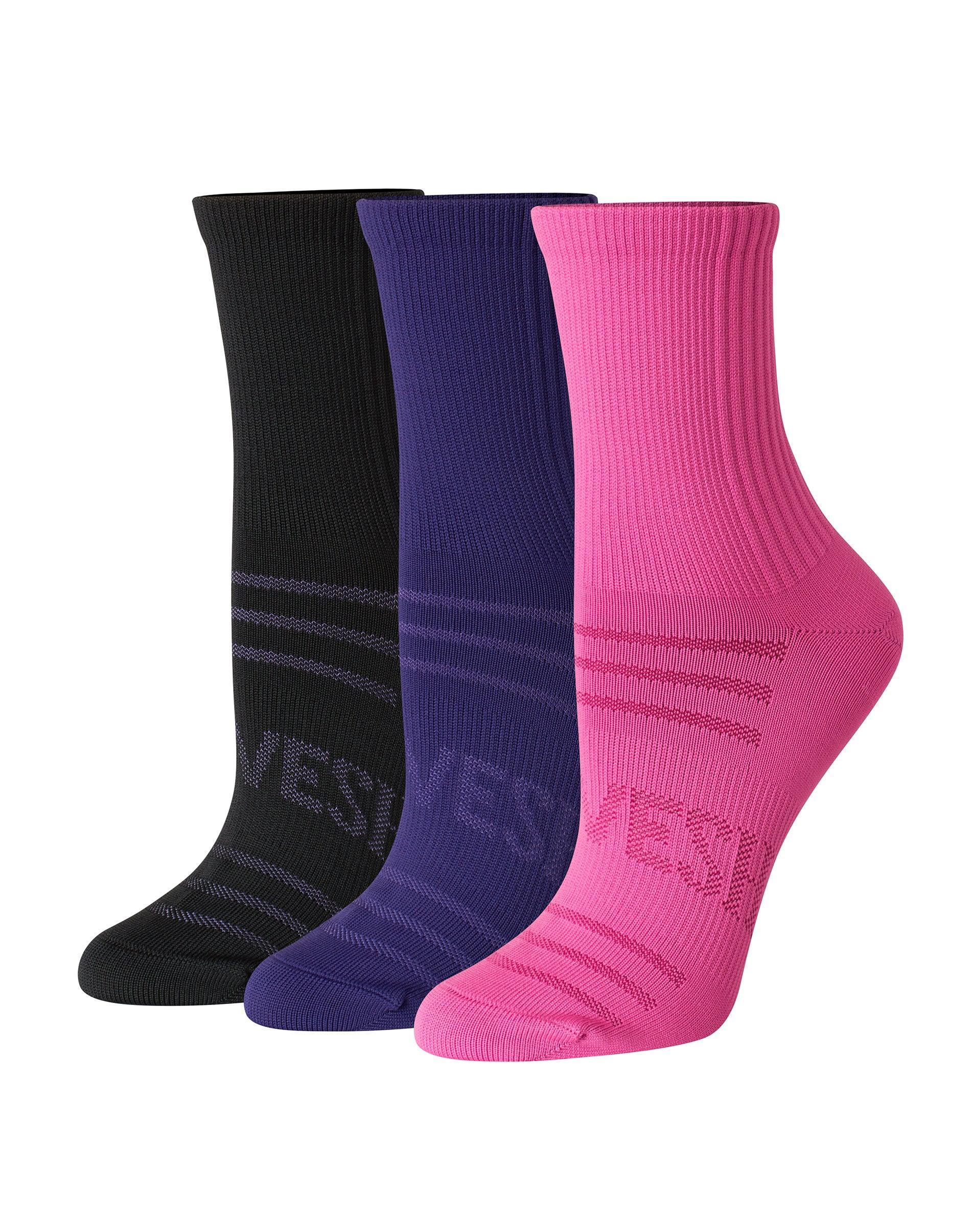 Hanes Moves Womens Seamless Stretch Mid Crew Socks, 3 Pairs Black 5-9 Product Image
