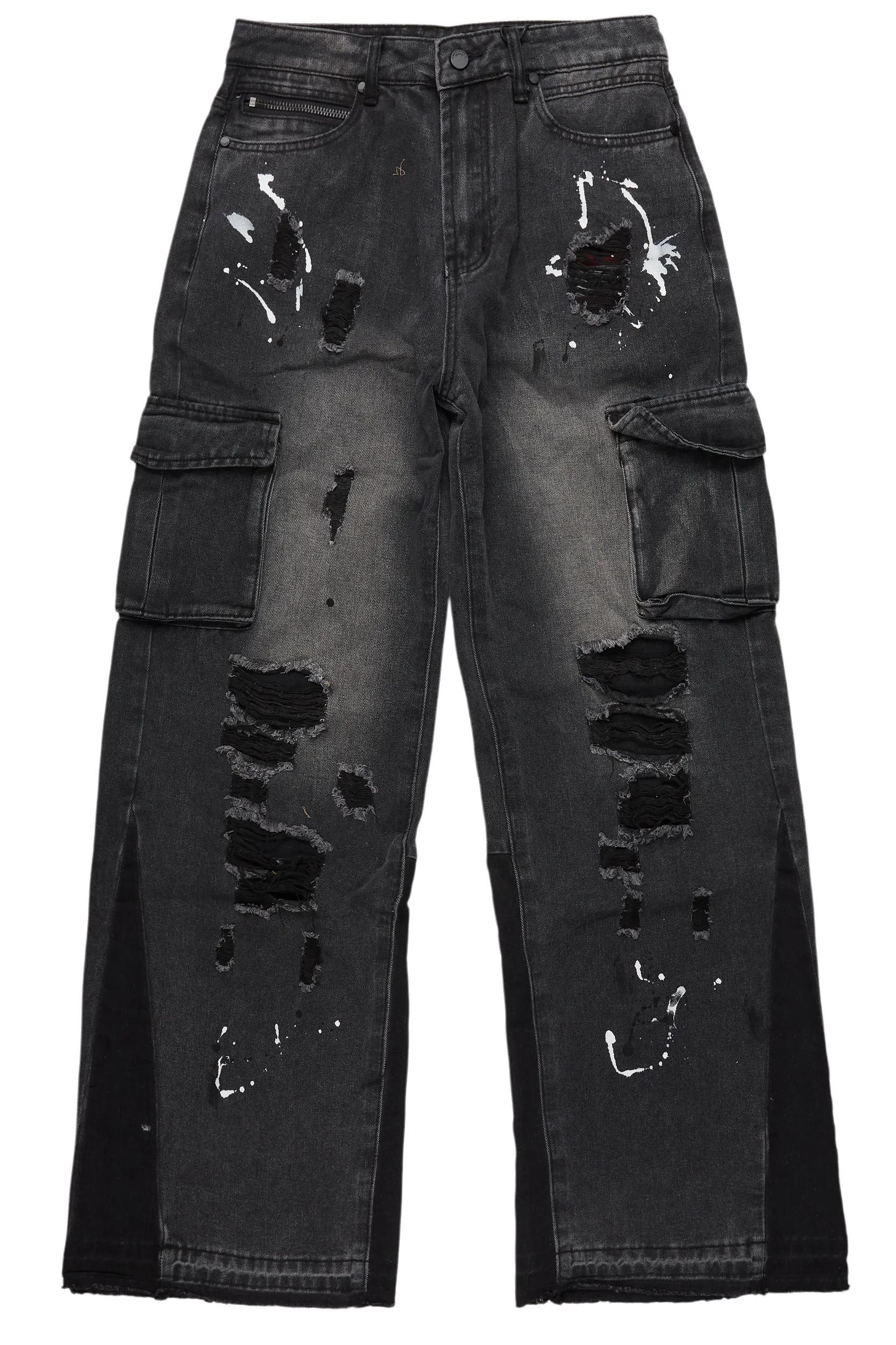 Dubaku Dark Grey Baggy Fit Jean Male Product Image