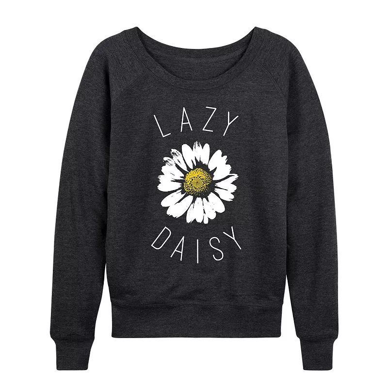 Womens Lazy Daisy French Terry Long Sleeve Tee, Girls Heather Grey Product Image