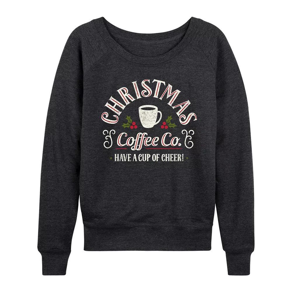 Women's Christmas Coffee Co. French Terry Long Sleeve Tee, Size: Large, Heather Grey Product Image