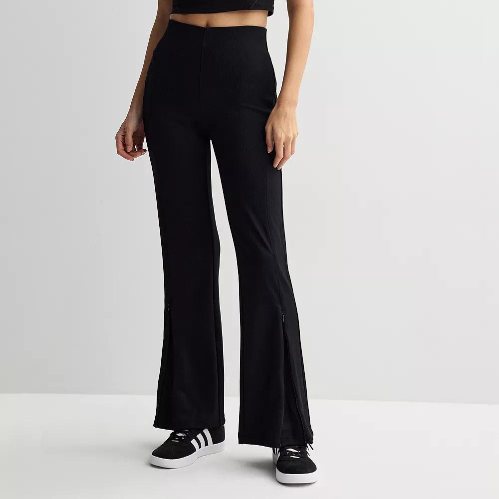 Women's FLX High-Rise Solace Ribbed Flare Pants, Size: Medium Long, Mineral Black Product Image