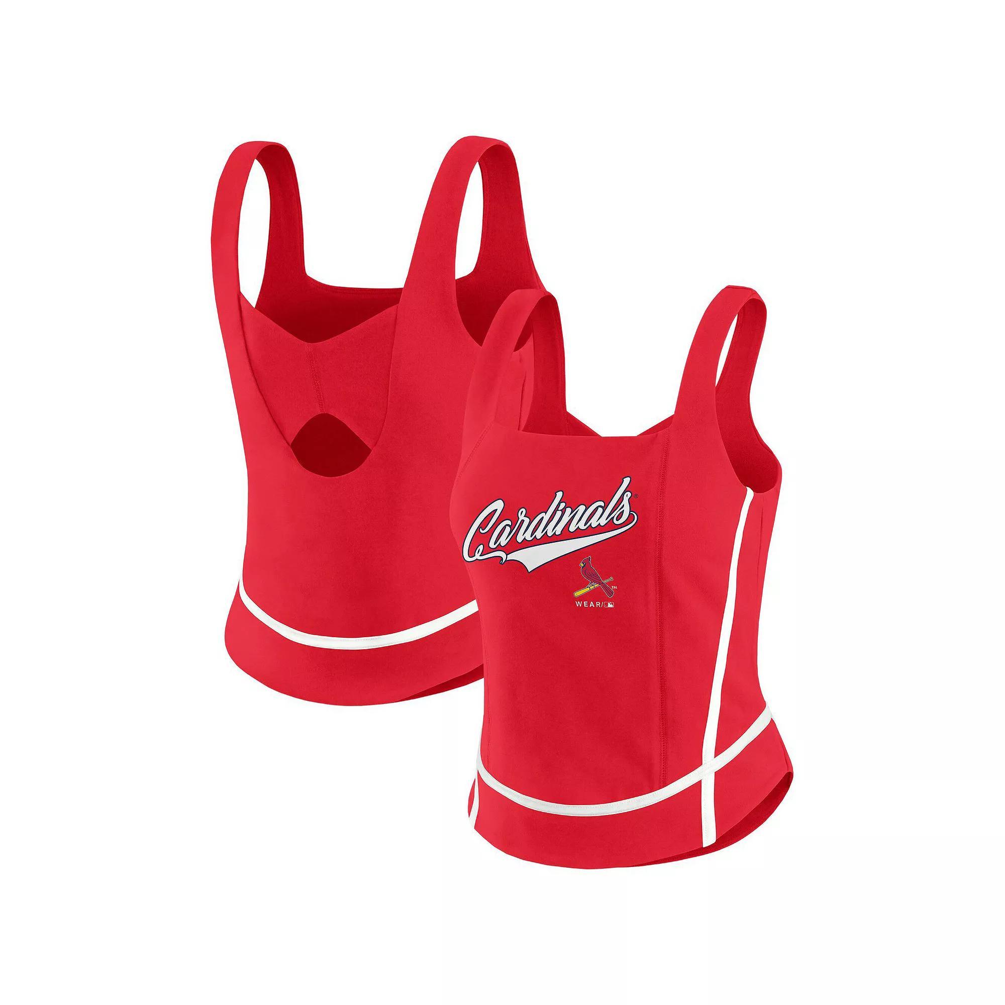 Women's WEAR by Erin Andrews  Red St. Louis Cardinals Square Neck Tank Top, Size: Large Product Image