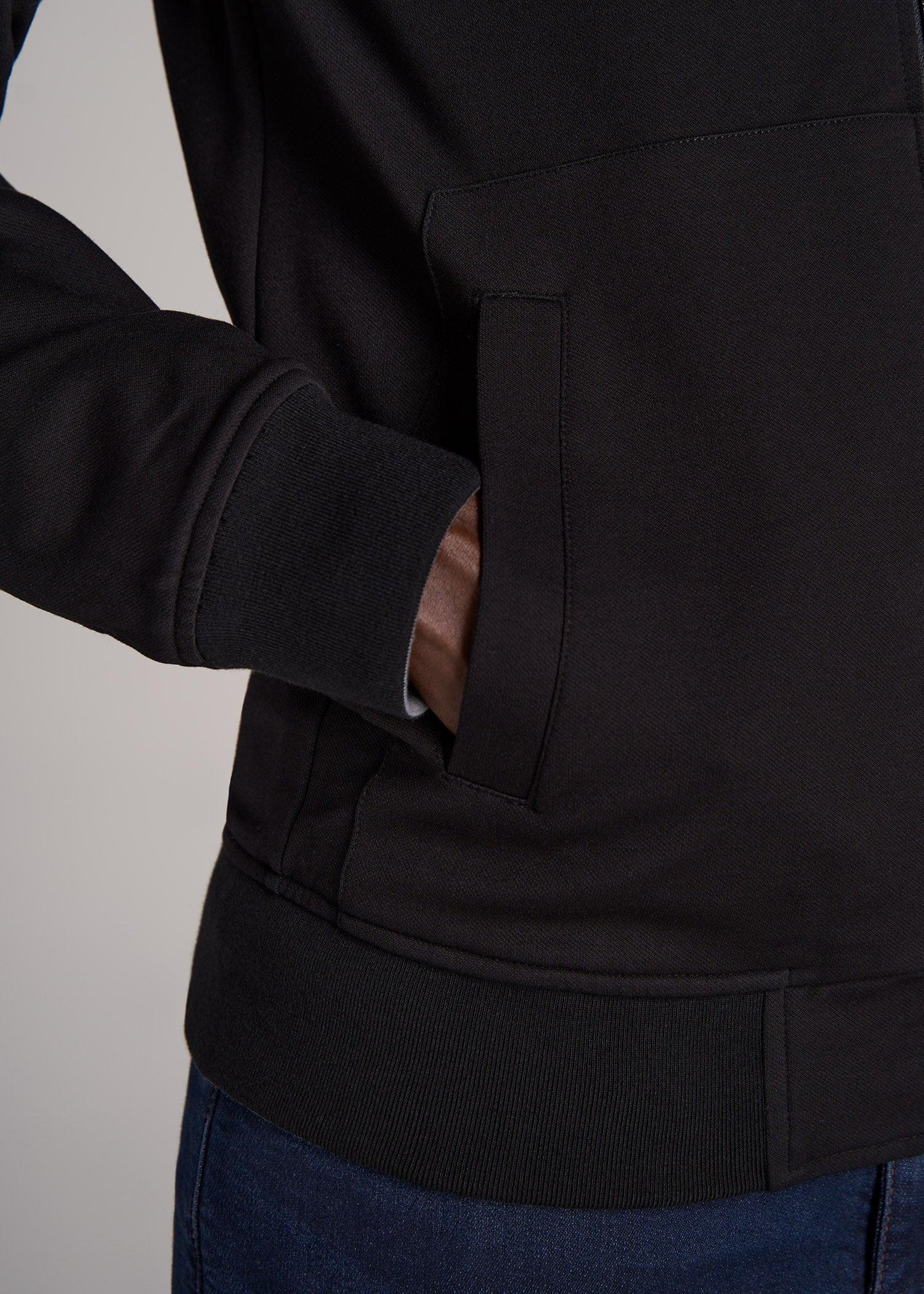 Reversible Men's Tall Bomber Jacket in Fossil Grey and Black Product Image