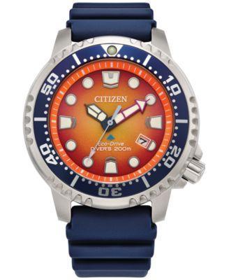 Citizen Mens Promaster Dive Three Hand Orange Dial  Blue Strap Watch Product Image