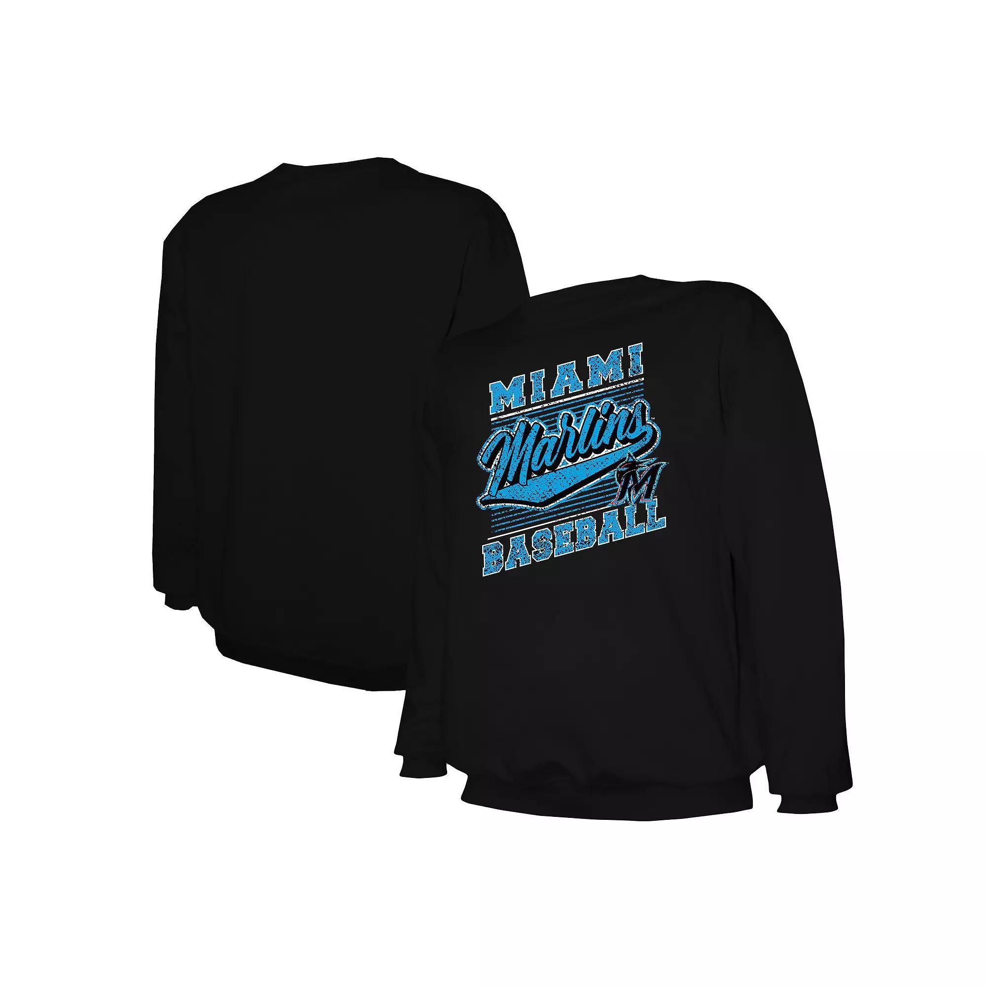 Men's Stitches Black Miami Marlins Pullover Sweatshirt, Size: XL Product Image