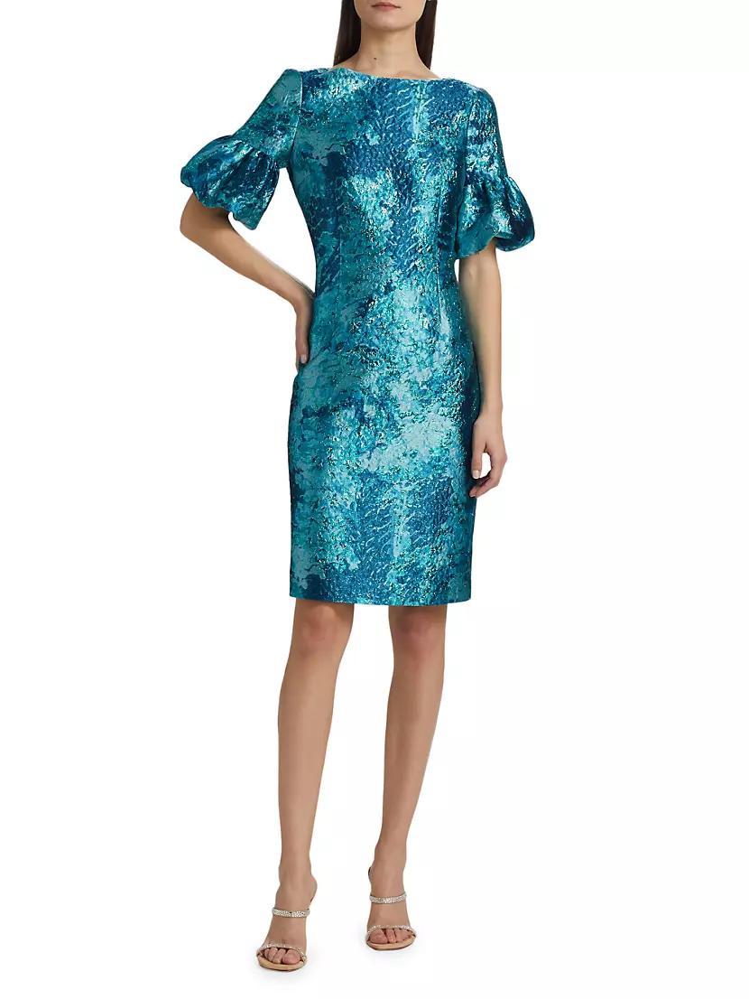 Floral Jacquard Cocktail Dress Product Image