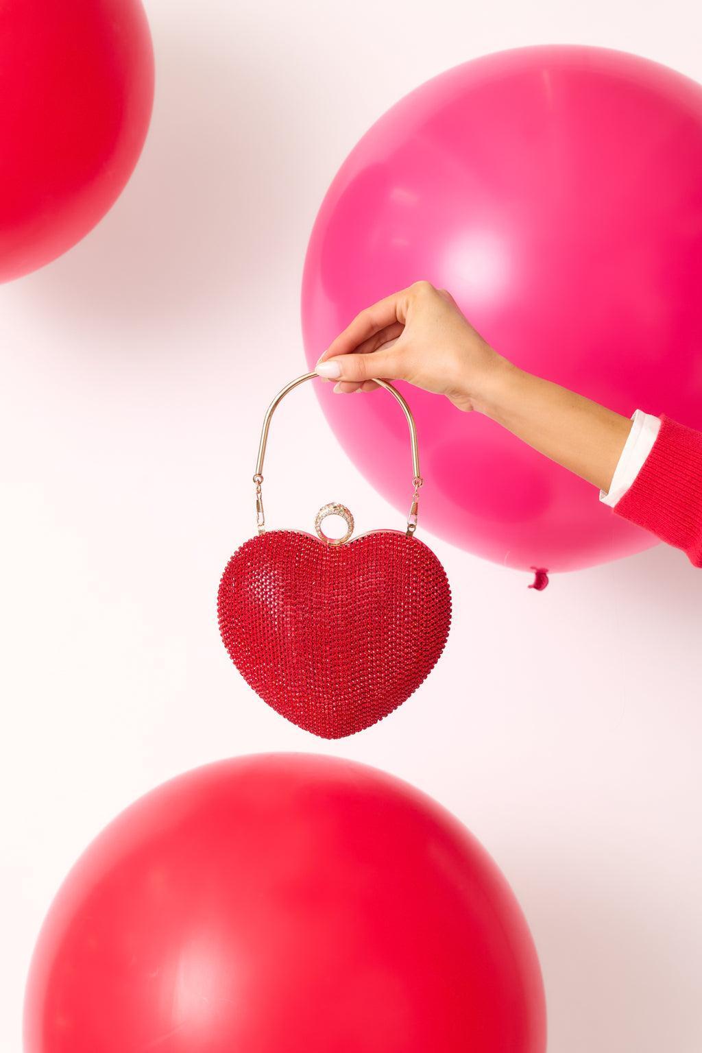 Gleaming Hearts Red Rhinestone Clutch Product Image