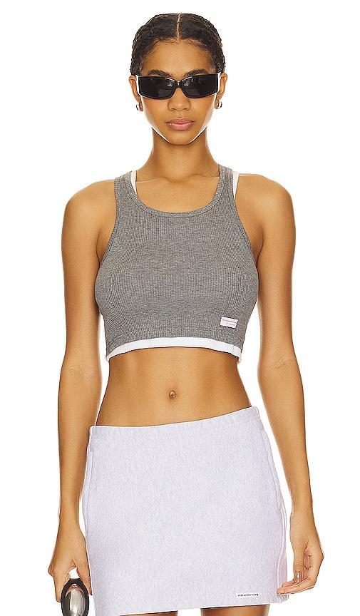 Alexander Wang Cotton Cropped Racerback Tank Top Product Image