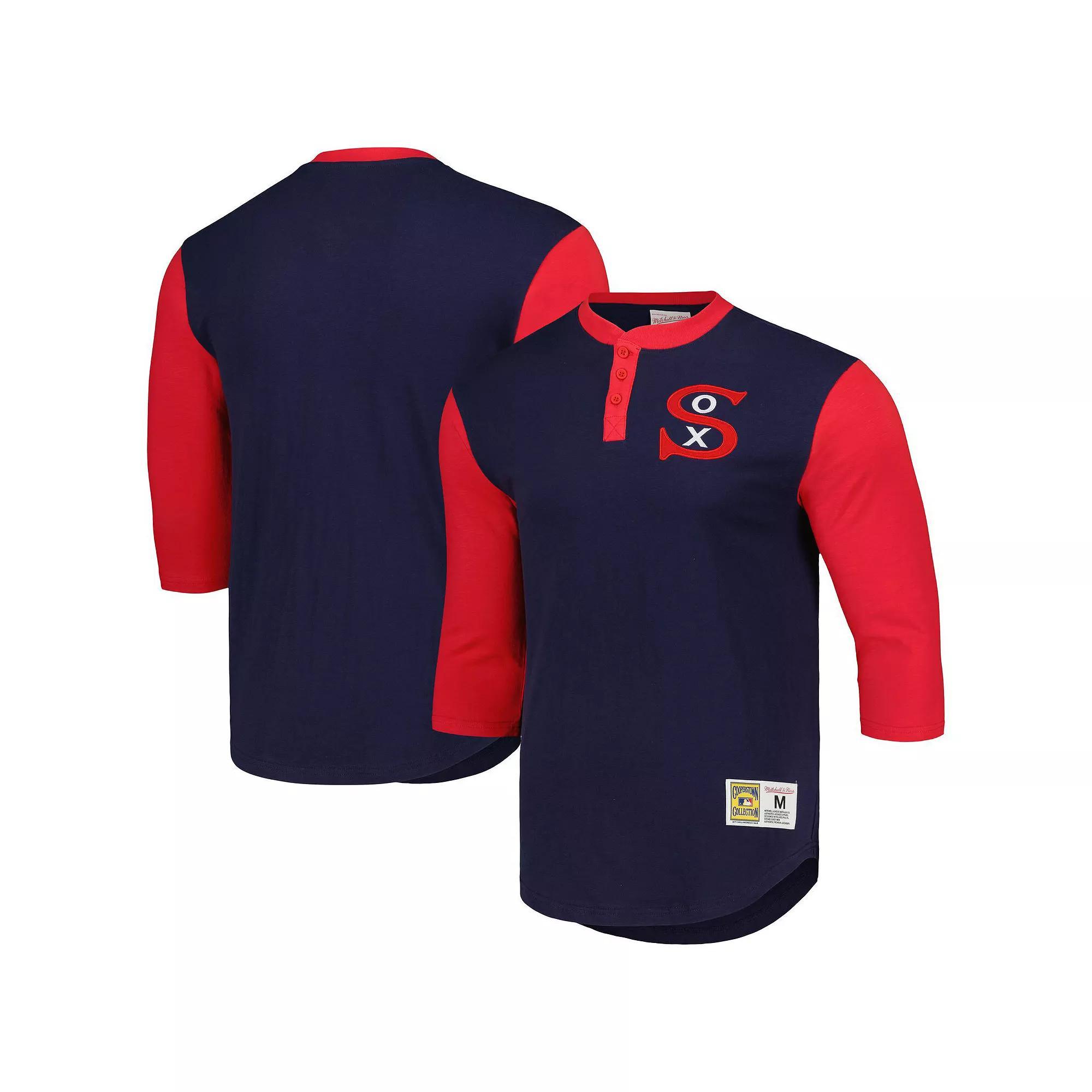 Men's Mitchell & Ness Navy Chicago White Sox Cooperstown Collection Legendary Slub Henley 3/4-Sleeve T-Shirt, Size: Small, Blue Product Image